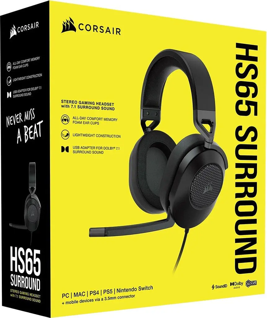 Навушники ігрові Corsair HS65 Surround Carbon [CA-9011270] [75607] - фото 10