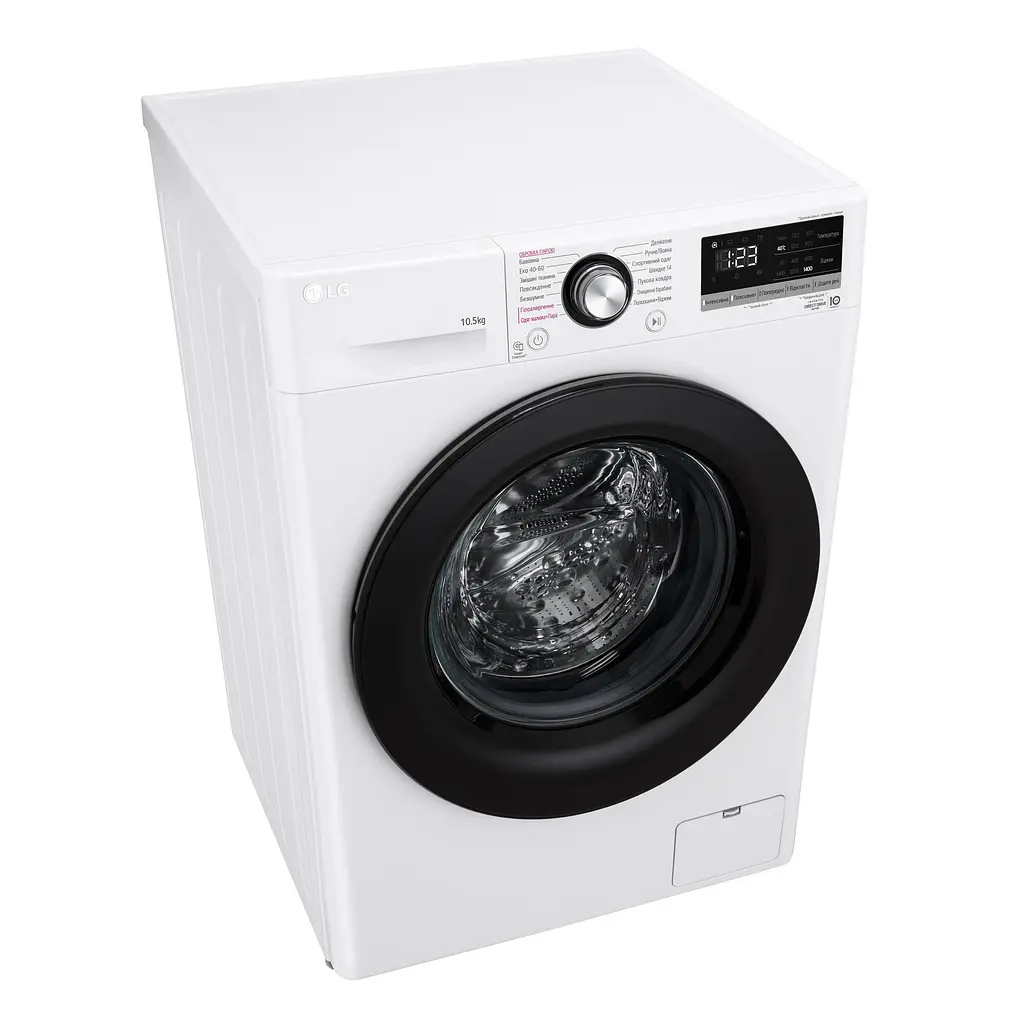 Стиральная машина LG фронтальная 105 кг 1400 A+++ 57 см дисплей пара инвертор белый - фото 7
