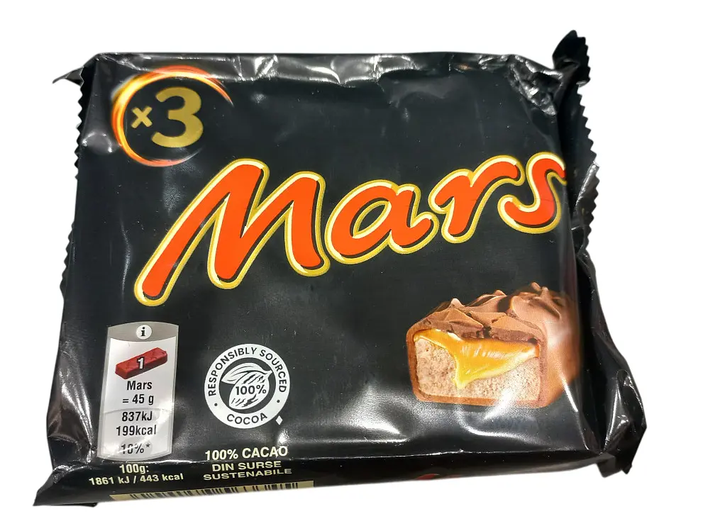 Шоколадні батончики Mars з нугою та карамеллю 3х45 г (5000159563345)
