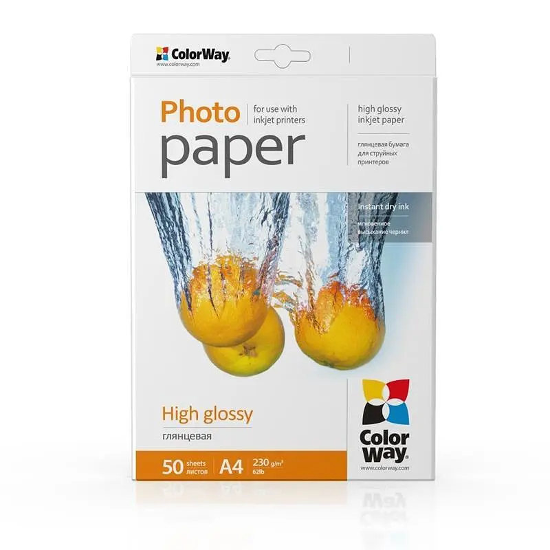 Фотопапір ColorWay глянцевий 230г/м2 A4 50 арк. (PG230050A4)