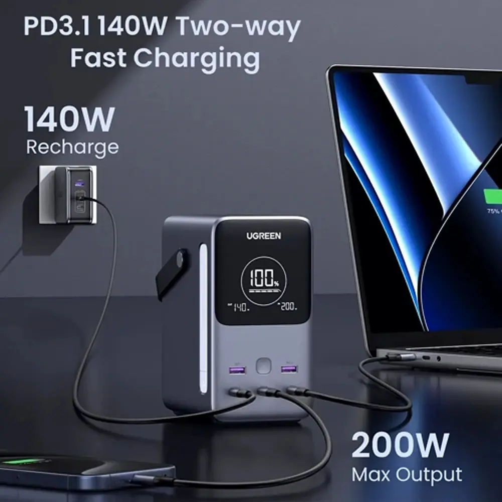 УМБ UGREEN PB770 48000mAh QC+PD 300W Grey (6941876222865) - фото 3