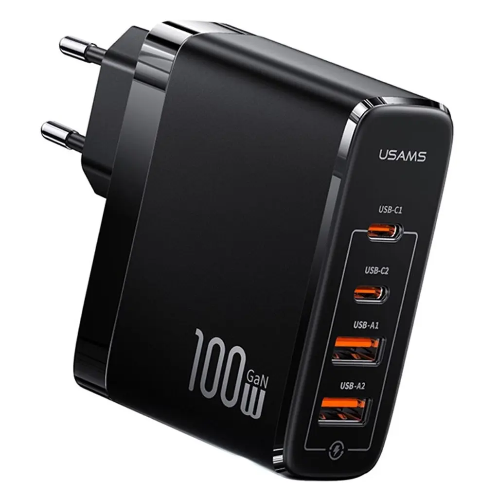 Зарядний пристрій 4 порти 100 вт Usams-UC Fast Charger Kit T44 100 W 4 Ports GaN Fast Charger - фото 4