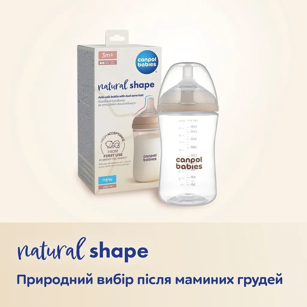 Бутылочка антиколиковая Canpol babies Natural Shape с соской Dual-zone 260 мл (35/401) - фото 7