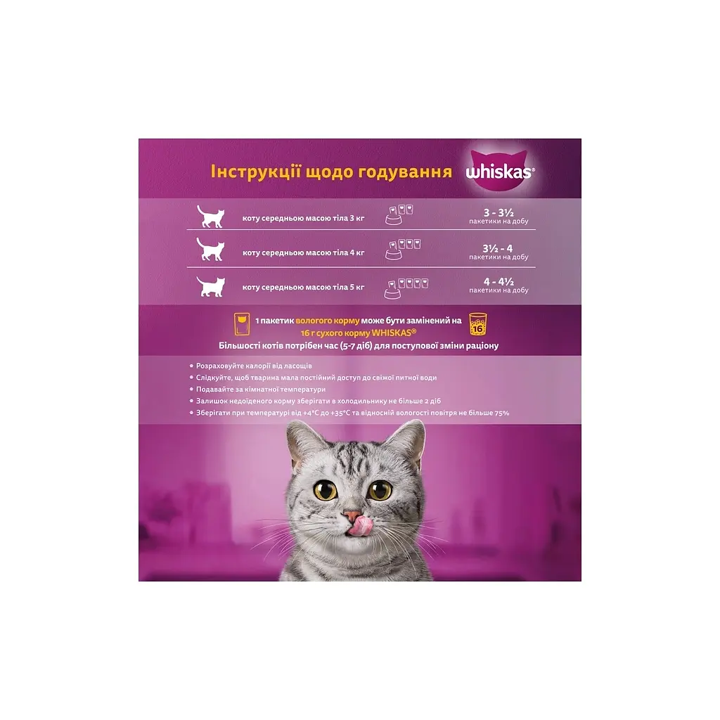 Вологий корм для кішок Whiskas курка, індичка в желе 4х85 г (4770608263676) - фото 5