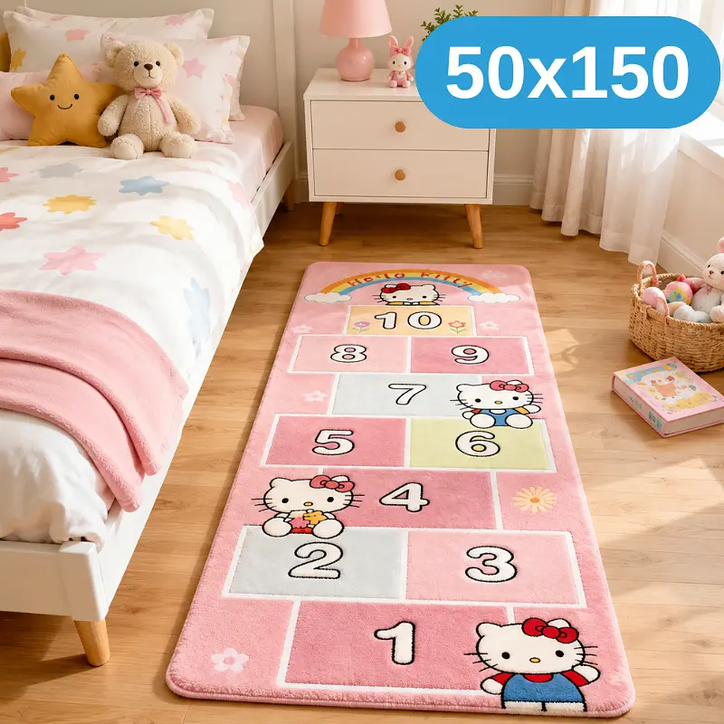 Дитячий килимок 50×150 см для дитячої кімнати — м’який антиковзкий ігровий килимок з малюнком рожевий KT9000214 - фото 2