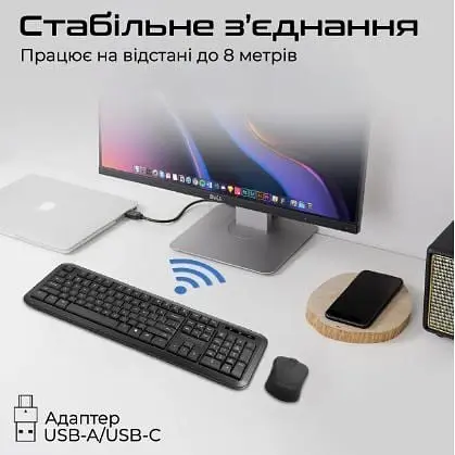 Комплект (клавиатура+мышь) Promate PROCOMBO-6 USB Black - фото 5
