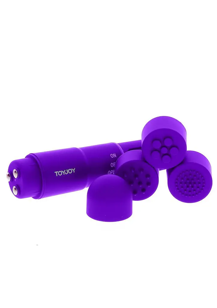 Вібромасажер з насадками Toy Joy Funky Massager, 10х2.5 см (фіолетовий) - фото 3