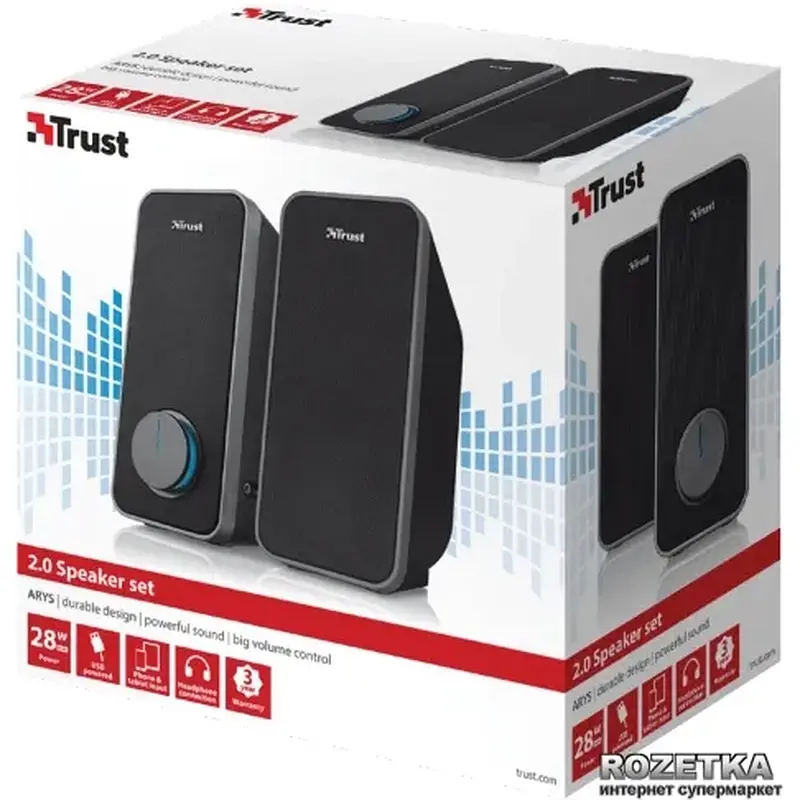 Акустична система Trust Arys 2.0, 14Вт, USB/AUX, чорний 20179_TRUST - фото 5