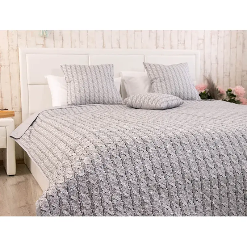 Покривало Руно двостороннє декоративне Grey Braid 212х240 см сіре - фото 7