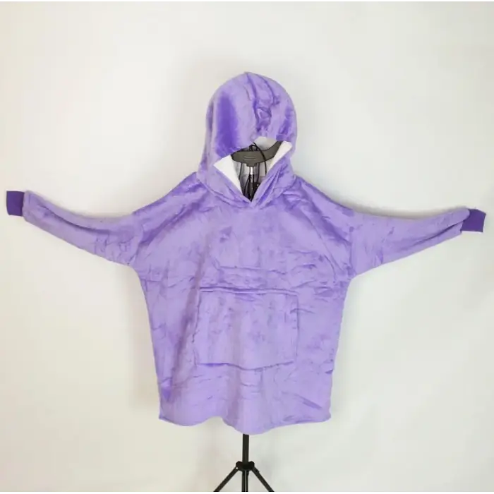 Толстовка-плед з капюшоном Huggle Hoodie Ultra Plush Blanket | Плюшева кофта | Плед із рукавами Oversize Фіолетовий - фото 4