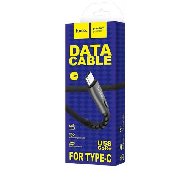 Кабель Hoco U58 Pisces Cable USB to Type-C 2,4A 1,2m Black - фото 2