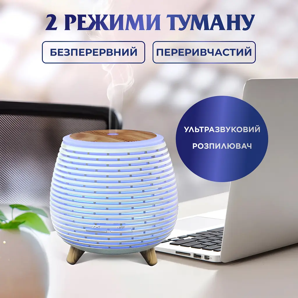 Зволожувач повітря аромадифузор з підсвічуванням 140 мл, білий - фото 6