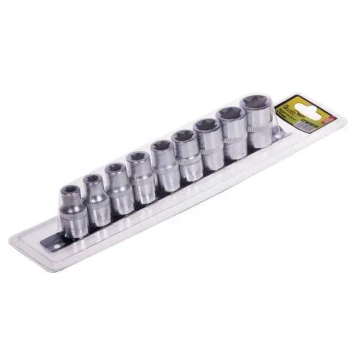 Набір торц головок торкс 1/2"DR Е10-Е24, 9 предм. блістер Alloid