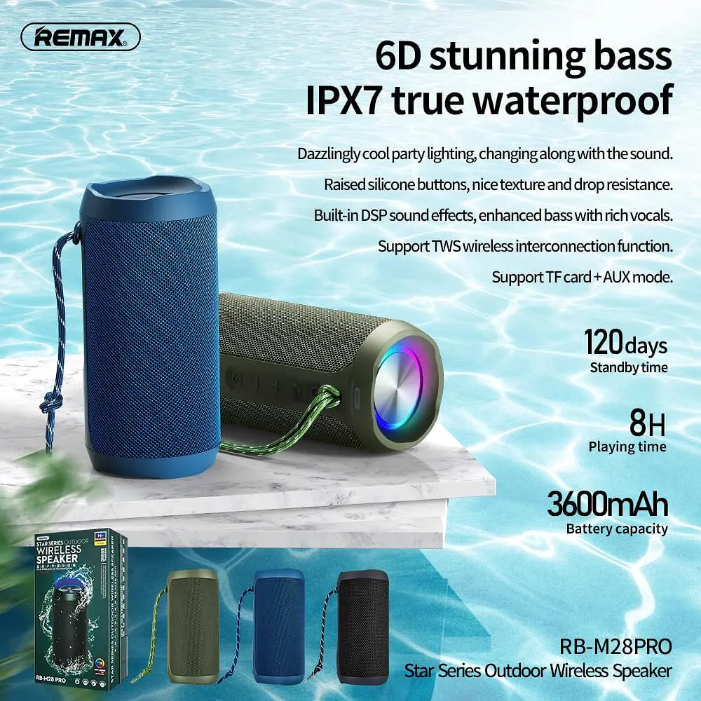 Портативная акустика Remax Star Series RGB Outdoor Wireless Speaker RB-M28 PRO 16 Вт беспроводная синяя - фото 2