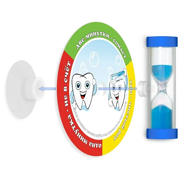 Пісочний годинник на присосці Склоприлад Чистимо зубки три хвилини Коло зелений (404626)  - фото 2