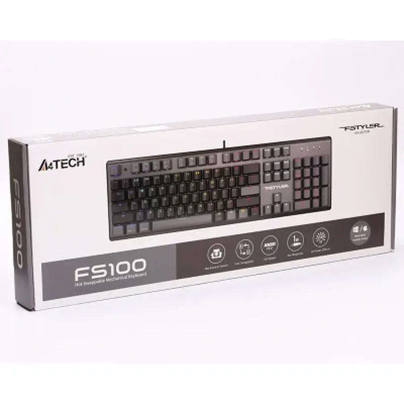 Клавіатура A4Tech FS100 RGB FS Switch USB Stone Black (4711421000567) - фото 9