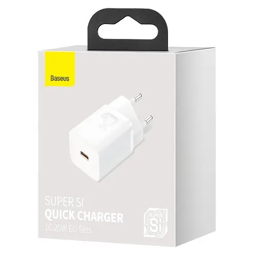 Мережевий зарядний пристрій Baseus Super Si Quick Charger 1C 25W EU білий CCSP020102 - фото 2