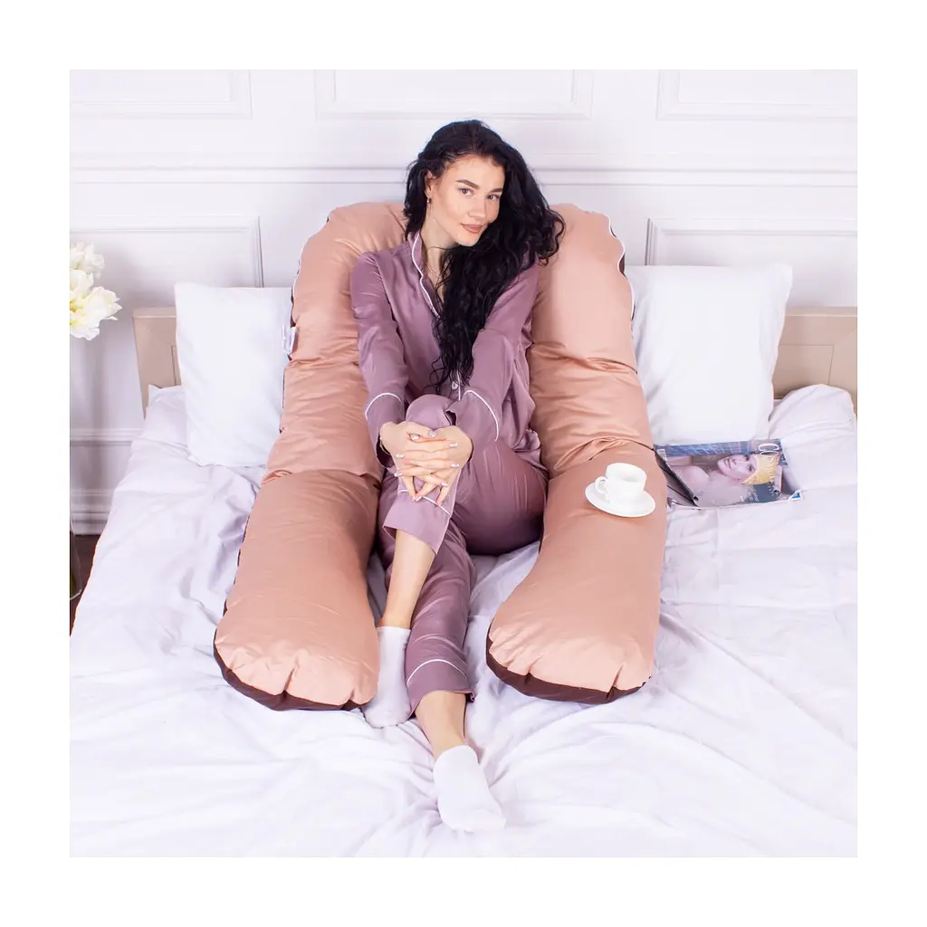 Подушка MirSon для вагітних і відпочинку Delicate Satin №8028 U-подібна Cappuccino (2200006178668) - фото 8
