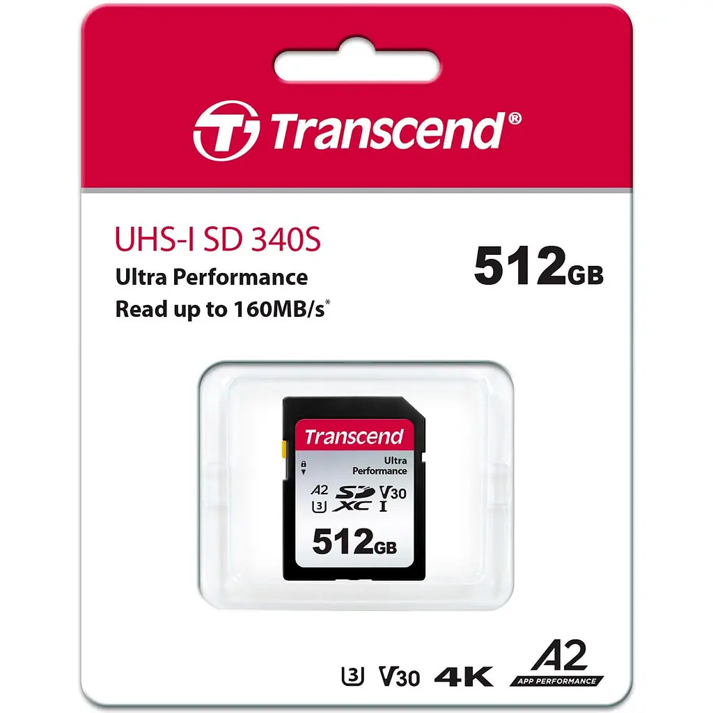 Карта пам'яті Transcend SD 512GB C10 UHS-I U3 A2 R160/W90MB/s 4K (TS512GSDC340S) - фото 2