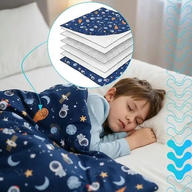 Дитяча обтяжена ковдра Isomedix 26897, 4 кг, 150 × 100 см, сенсорна, з космічним принтом - фото 2