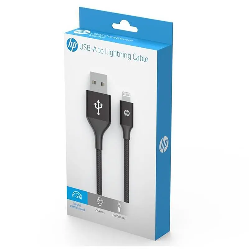 Кабель HP USB - Lightning (M/M), 2 м, чорний (DHC-MF100-2M) - фото 2