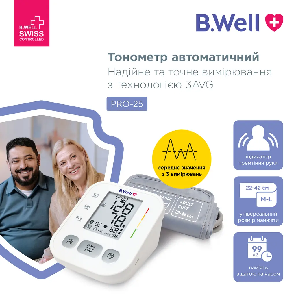 Автоматичний тонометр B.Well PRO-25 (PRO-25-2863) 16_2863 - фото 2
