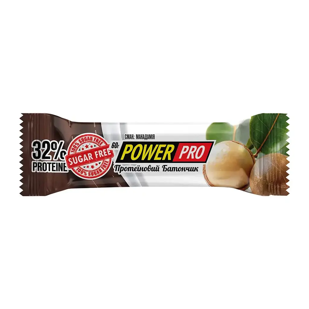 Протеїновий батончик Power Pro (Bar Nutella 32%) — 20 × 60 г, without sugar macadamia