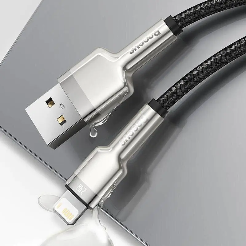 Дата кабель Baseus Cafule Metal USB to Lightning 2.4A (2m) (CALJK-B0) Black - фото 2