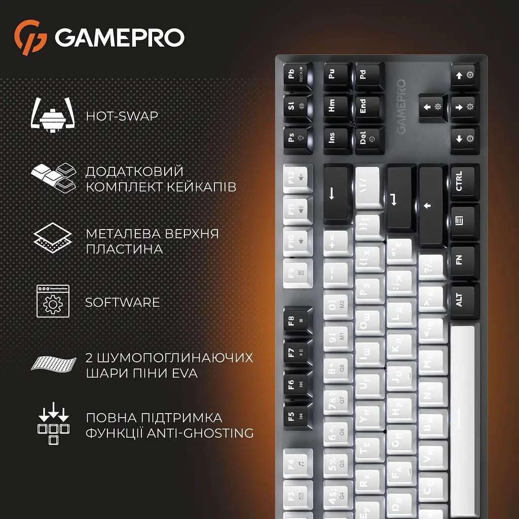 Клавиатура GamePro Genesis Joker 87% Red switches (MK124G) - фото 9
