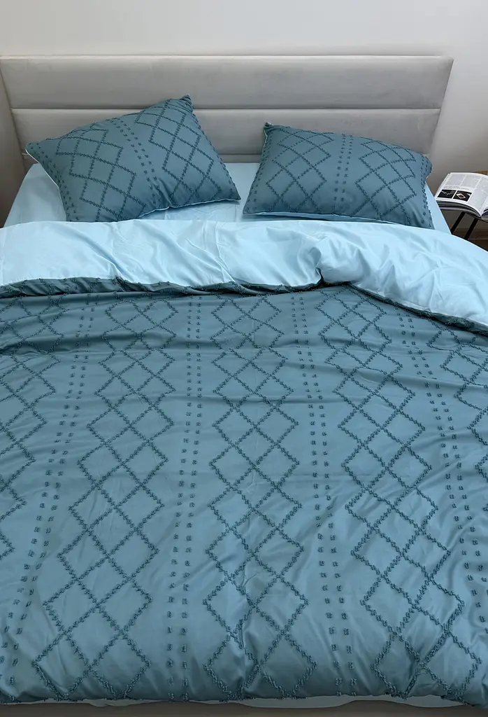 Комплект постільної білизни Ecotton Jaquard двоспальний 180х215 см бірюзовий Green (24554) - фото 2