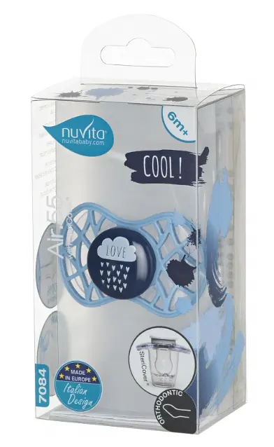 Силіконова ортодонтична пустушка Nuvita Air55 Cool Love, 6-12 міс., темно-синій (NV7084CB) - фото 4