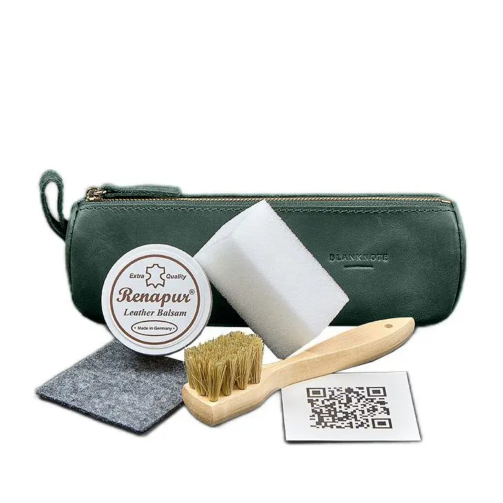 Набір для догляду за шкіряними виробами у шкіряному чохлі зелений - фото 5