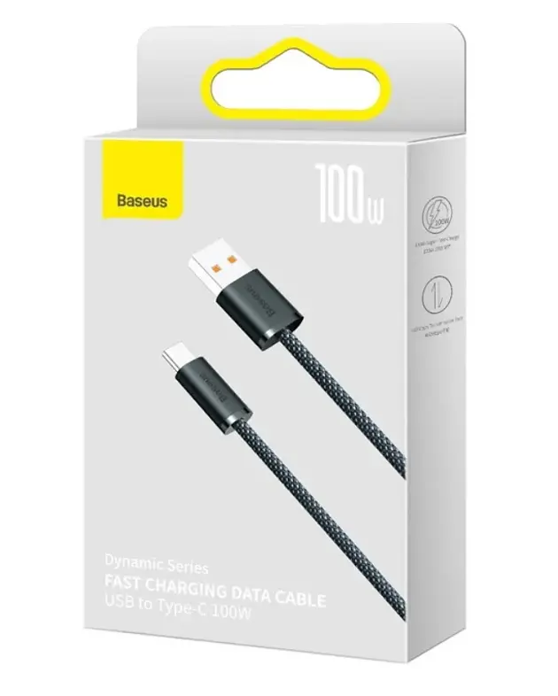 Кабель Baseus Dynamic Series Fast Charging Data Cable USB to Type-C 100W 1m Slate Gray - фото 2