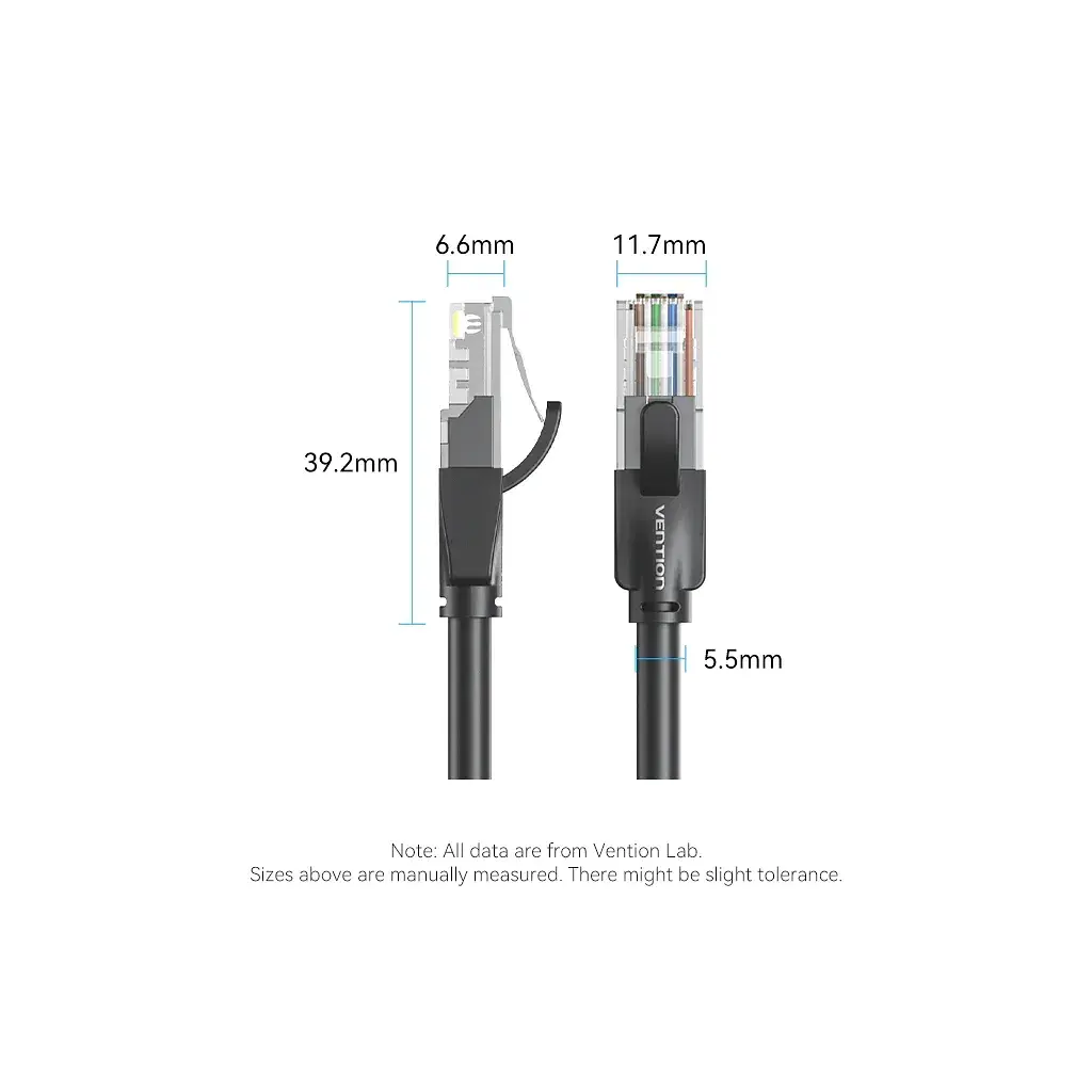 Патч-корд 2м, UTP cat 6 RJ-45 black Vention (IBEBH) - фото 10