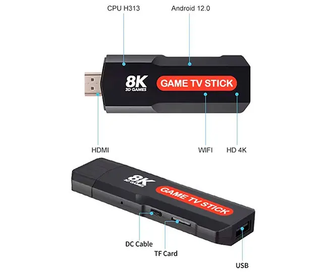 Портативна ігрова приставка Game TV Stick 5G, мініконсоль консоль hdmi з бездротовими джойстиками для тв - фото 3