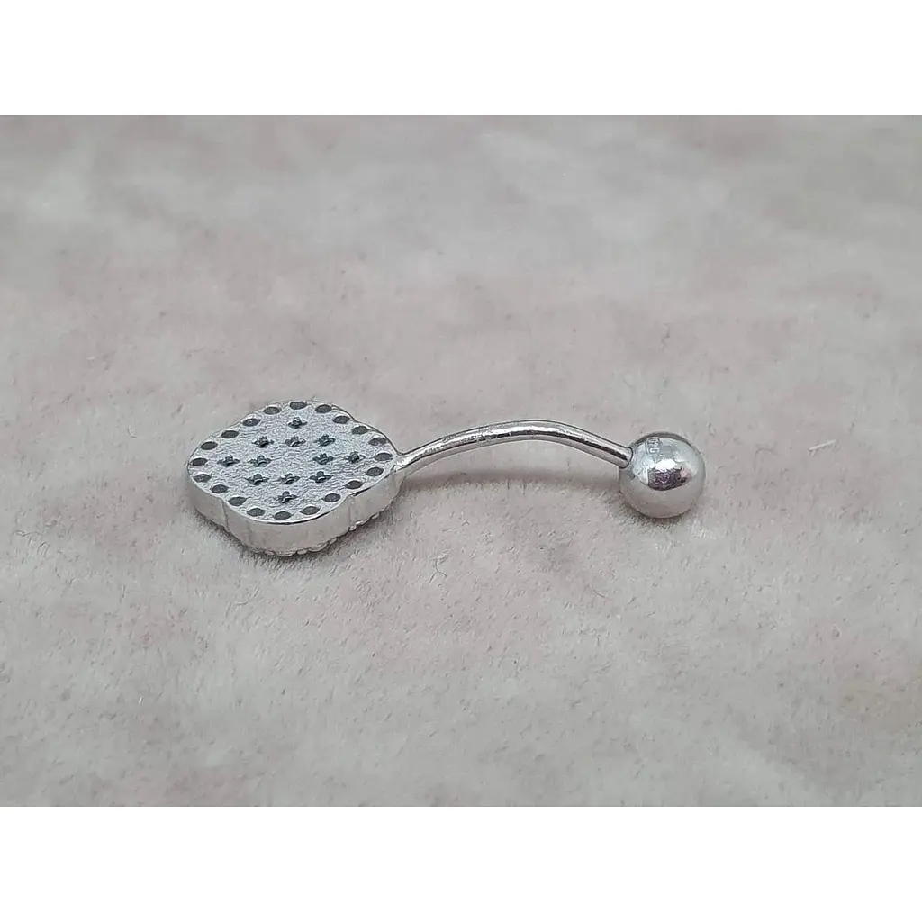 Серебряная серьга для пирсинга пупка Ирий Клевер с малахитом. 6025.1 - фото 3