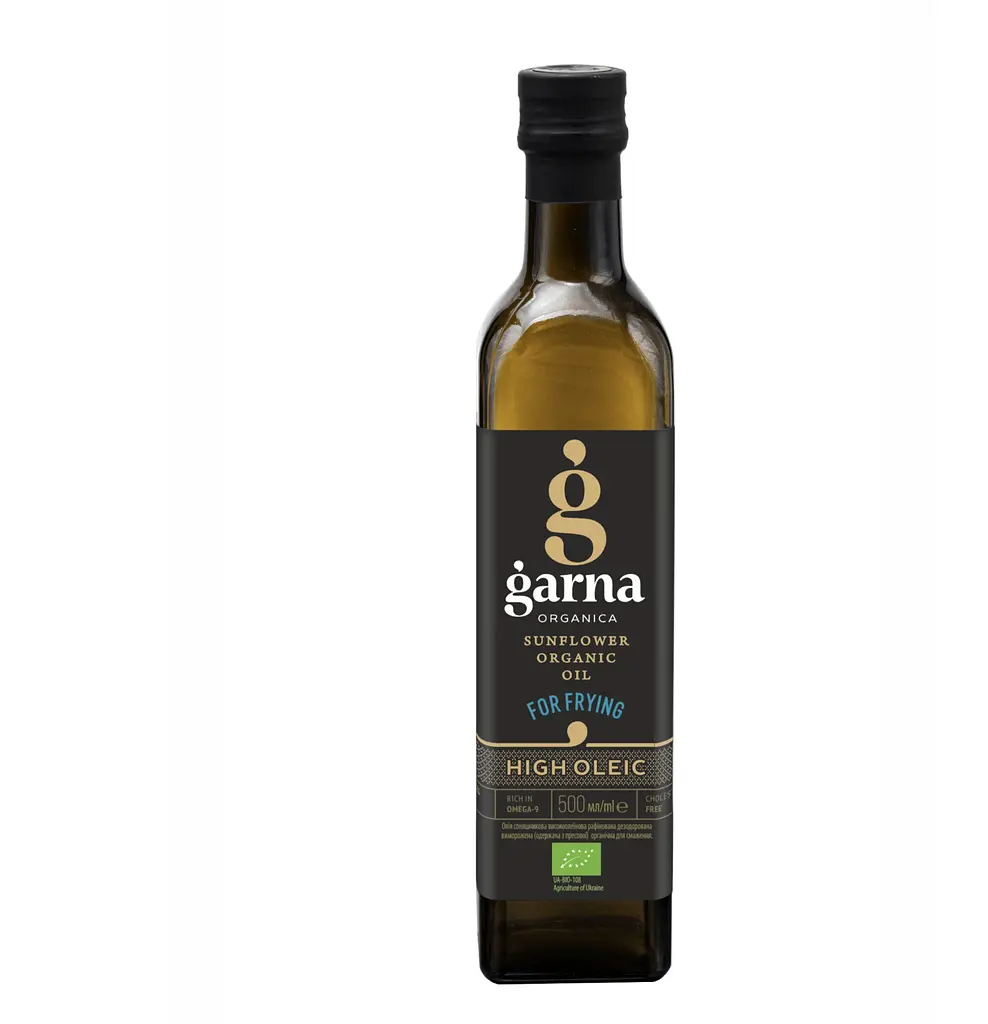 Високоолеїнова органічна рафінована соняшникова олія Garna Organica для смаження 500 мл - 2 шт.