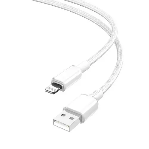 Кабель XO NB249 5A PVC Shiny Colorful Lightning Data Cable белый - фото 3
