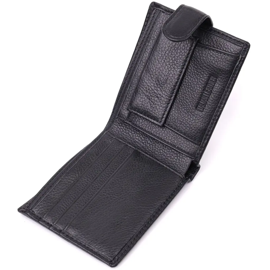 Гаманець для чоловіків зручного розміру з натуральної шкіри ST Leather 22463 чорний - фото 9