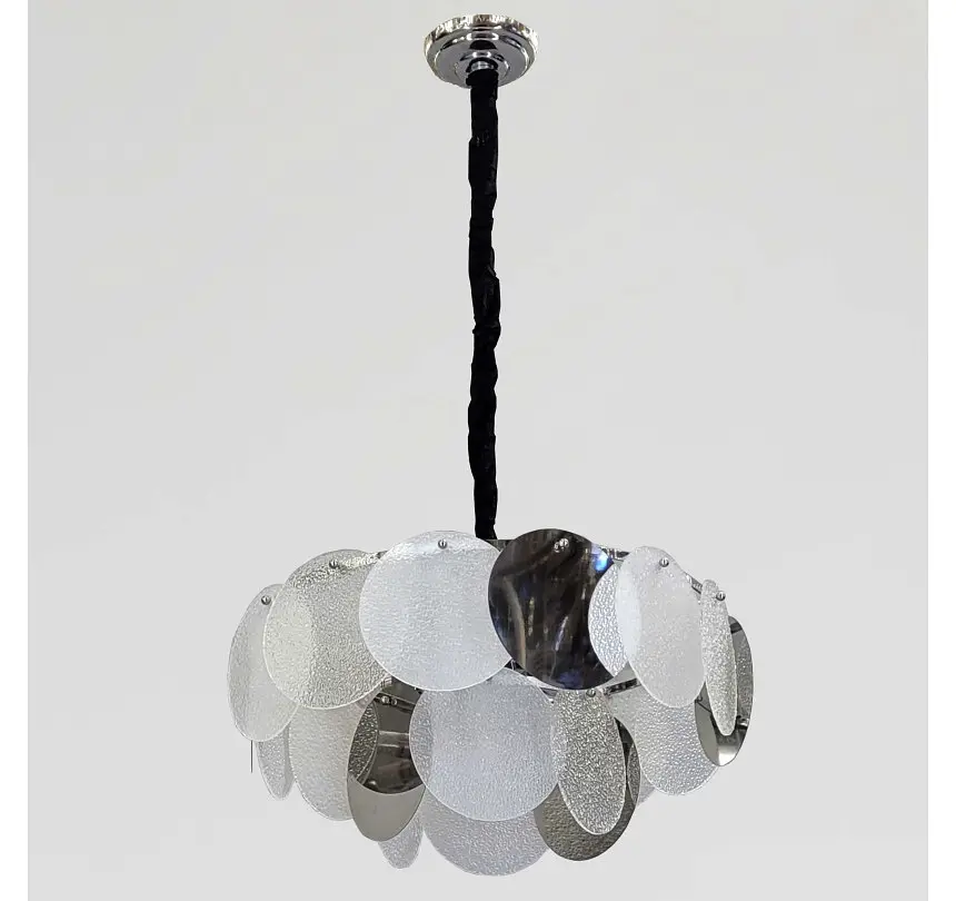 Дизайнерська підвісна люстра Artlight 21822/500CH хром з прозорими та білими скляними дисками - фото 2