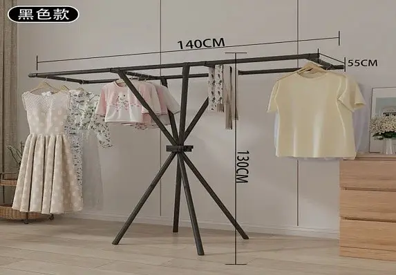 Сушарка для білизни складна з великими секціями 140х130х55см YH9912B  металева  домашня підлогова
 - фото 4