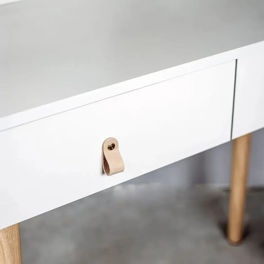 Туалетний столик Jumi Scandi з шухлядами шкіряні ручки білий - фото 4