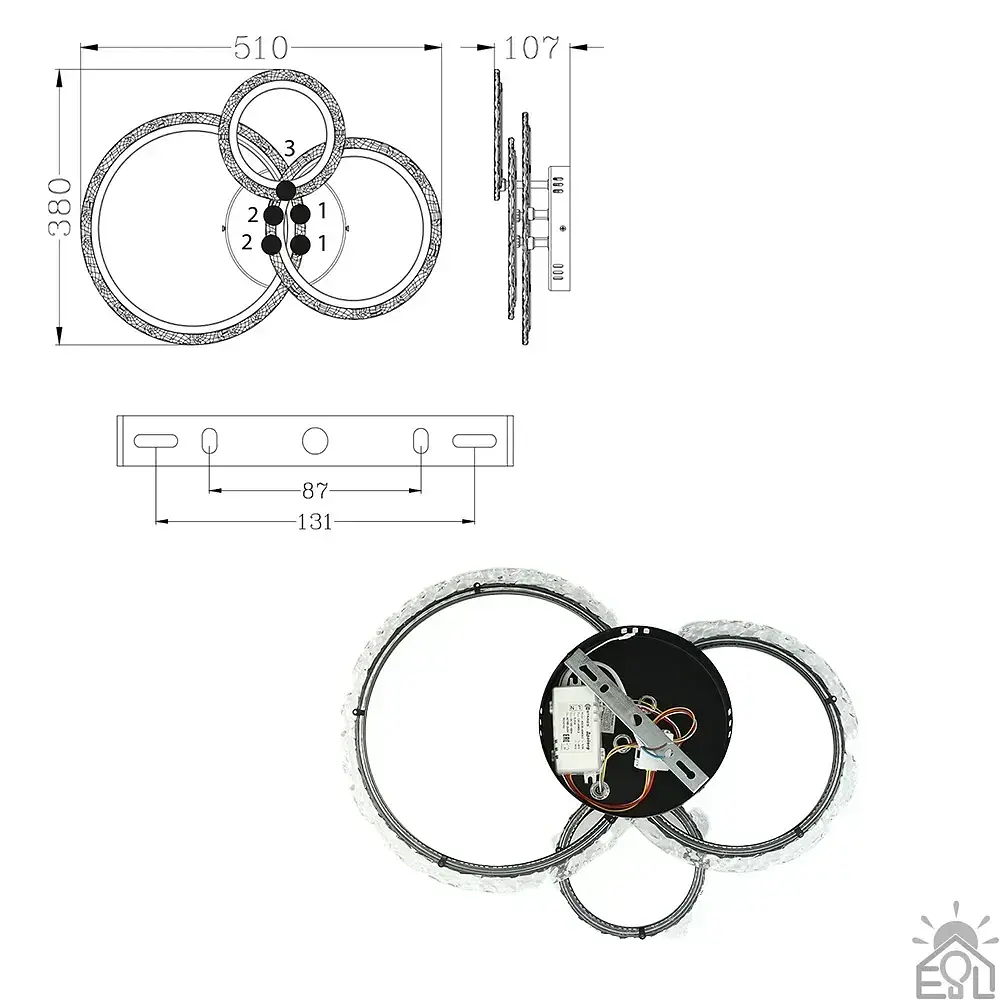 Смарт люстра керована світлодіодна TRIO 3R 70 Вт 510x380x107 мм Чорна ESLLSE - фото 7