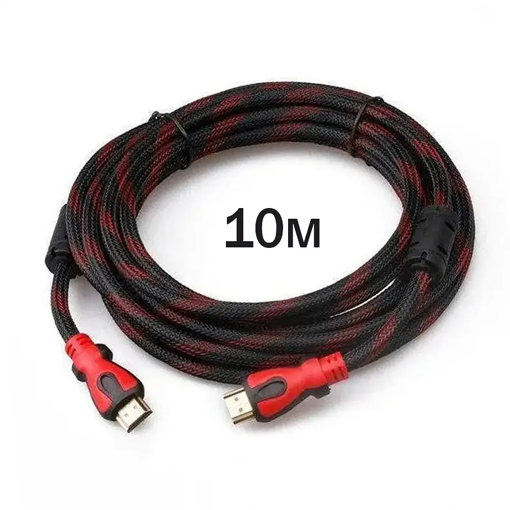 Кабель шнур HDMI-HDMI високої чіткості V1.4 довжина 10м в нейлоновій оплетці
