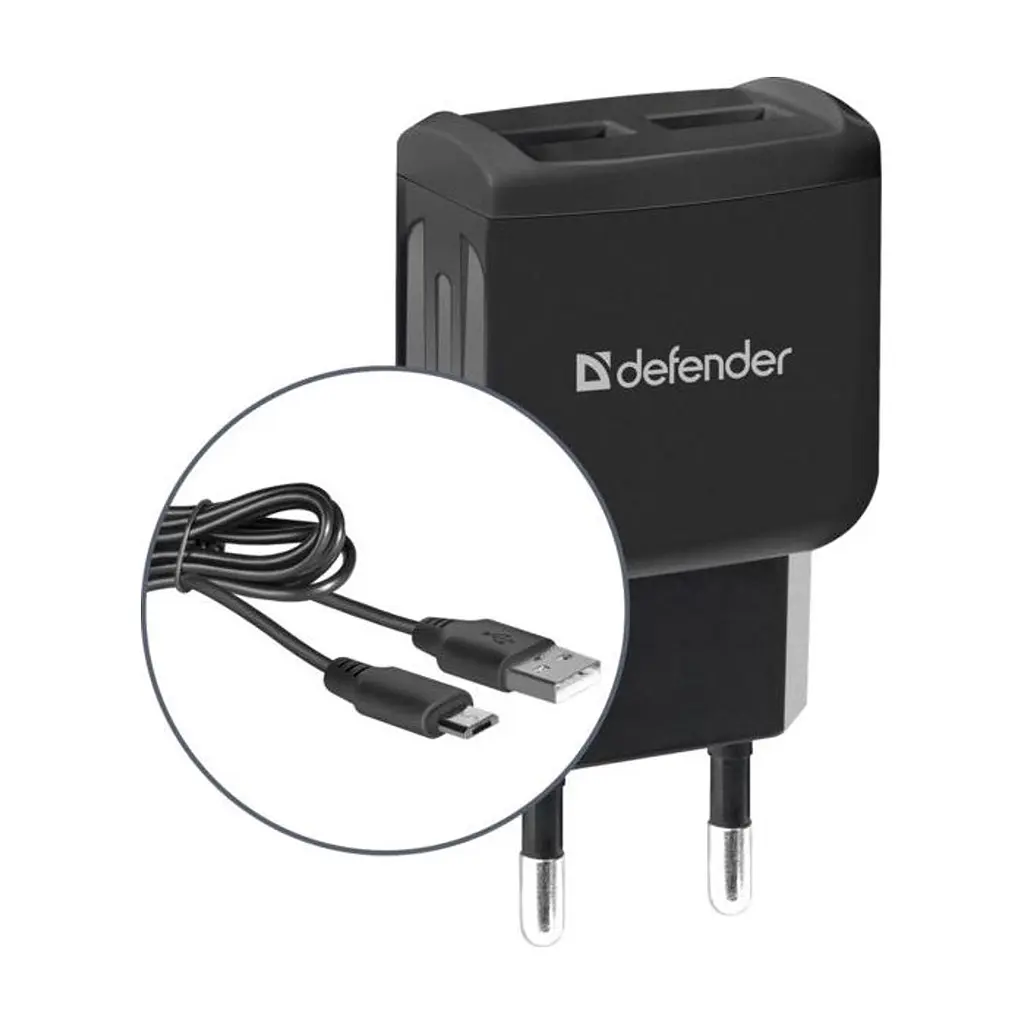 Зарядное устройство для Defender UPС-21 2xUSB,5V/2.1А кабель microUSB (83581) - фото 2