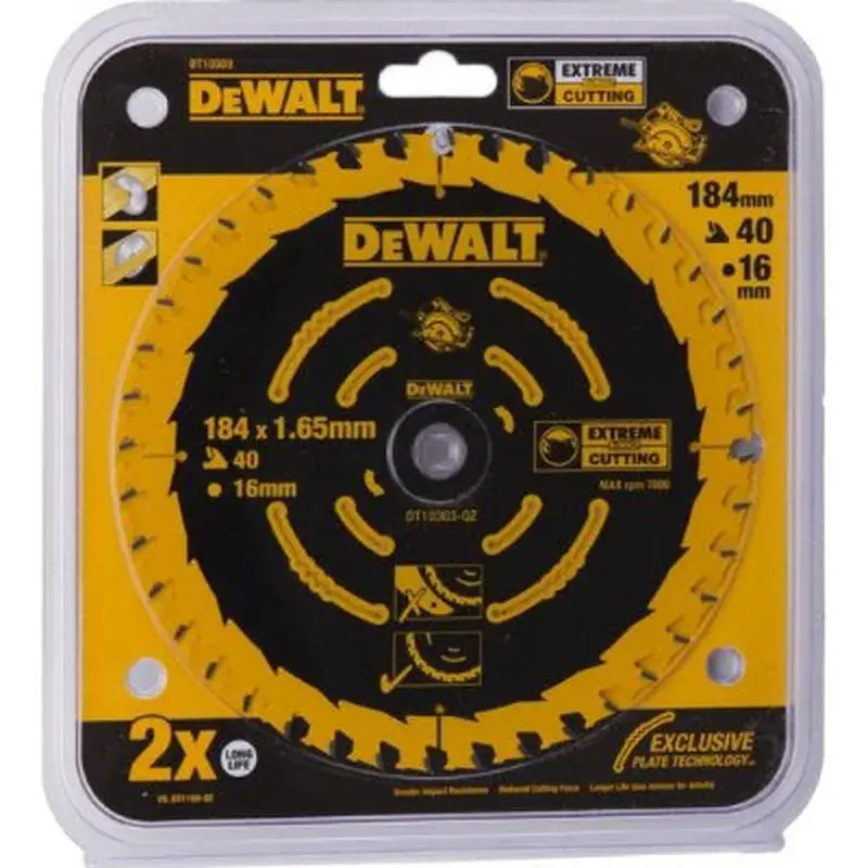 Диск пильний DeWALT EXTREME, 184 х 16 мм, 40 z, ATB, 18 град, універсальне застосування (DT10303) - фото 2