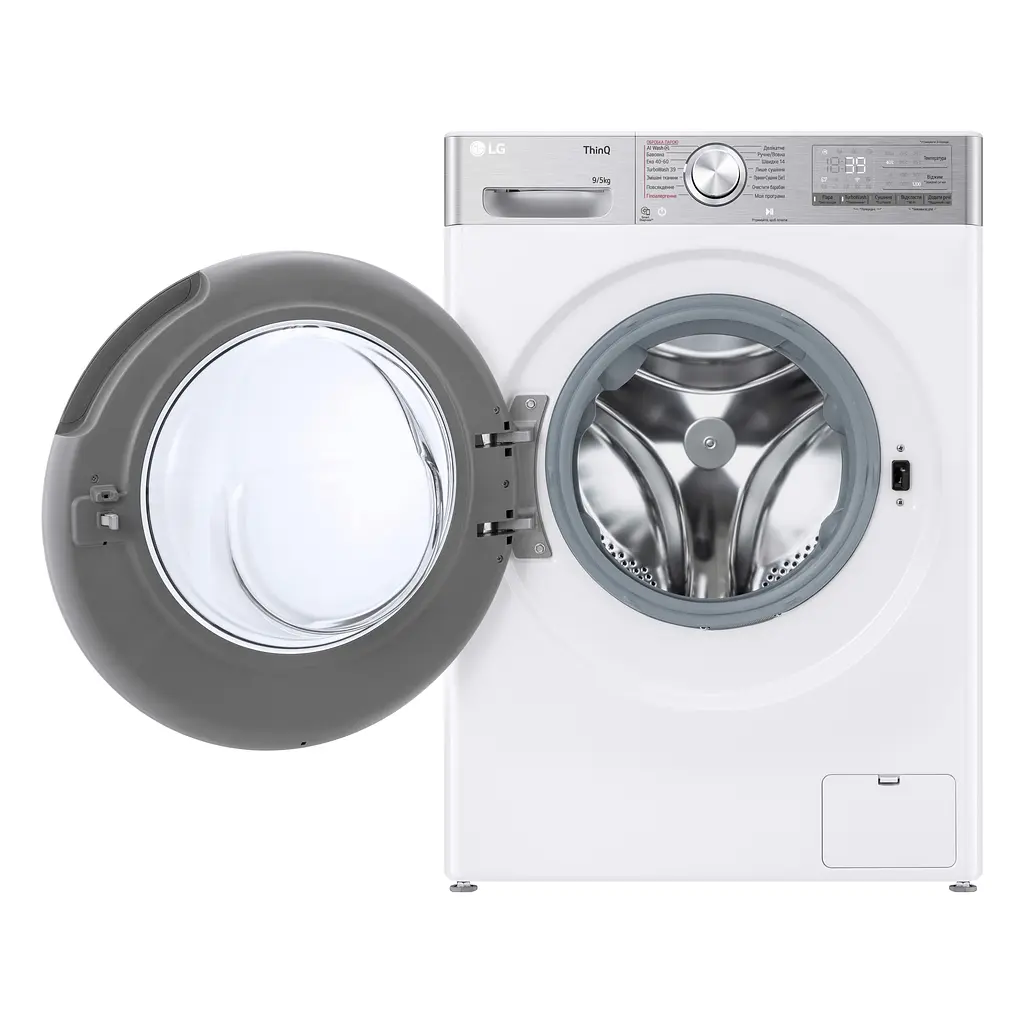LG Прально-сушильна машина фронтальна, 9(5)кг, 1200, А, 48см, дисплей, пара, інвертор, білий - фото 5