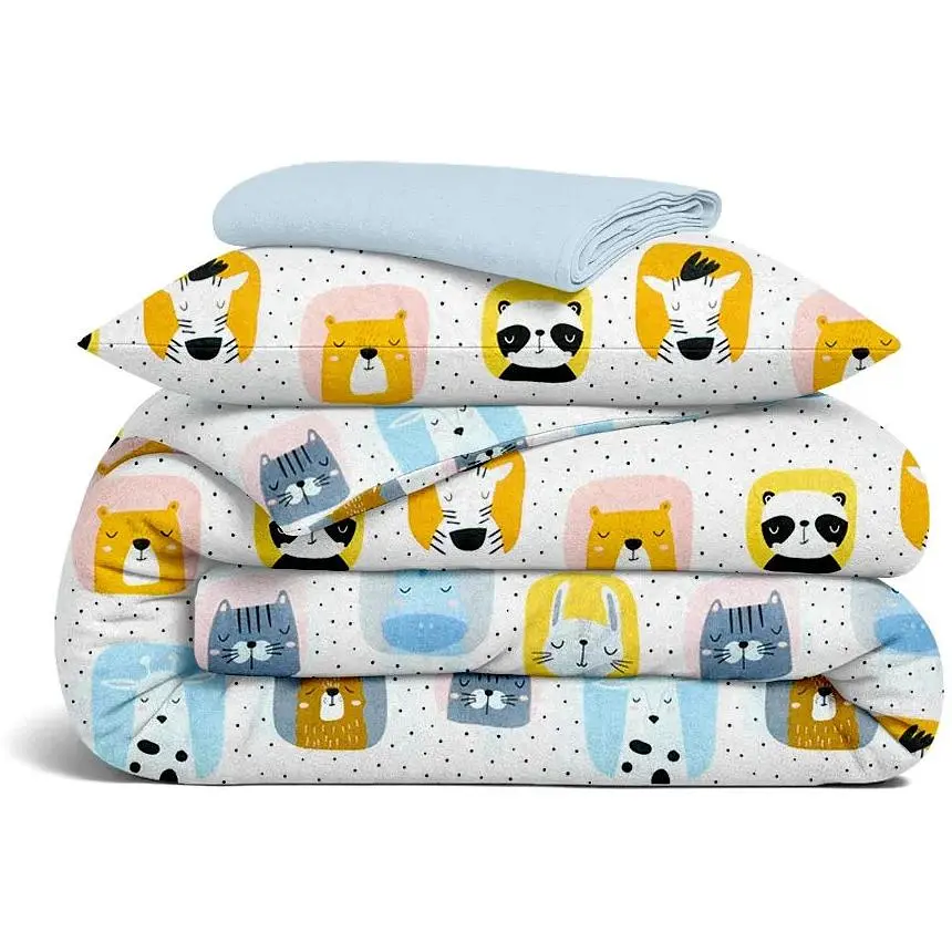 Комплект постільної білизни Cosas Animals color CS5 Підлітковий фланель білий (Flannel_AnimalsColor_El90-41Skyer_155)