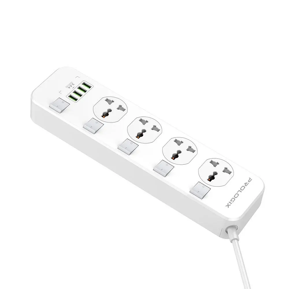 Фільтр живлення ProLogix Premium (PR-SC4408W) 2.5 кВт, 4 розетки, 4 USB, 2 м, з вимикачами, білий - фото 5