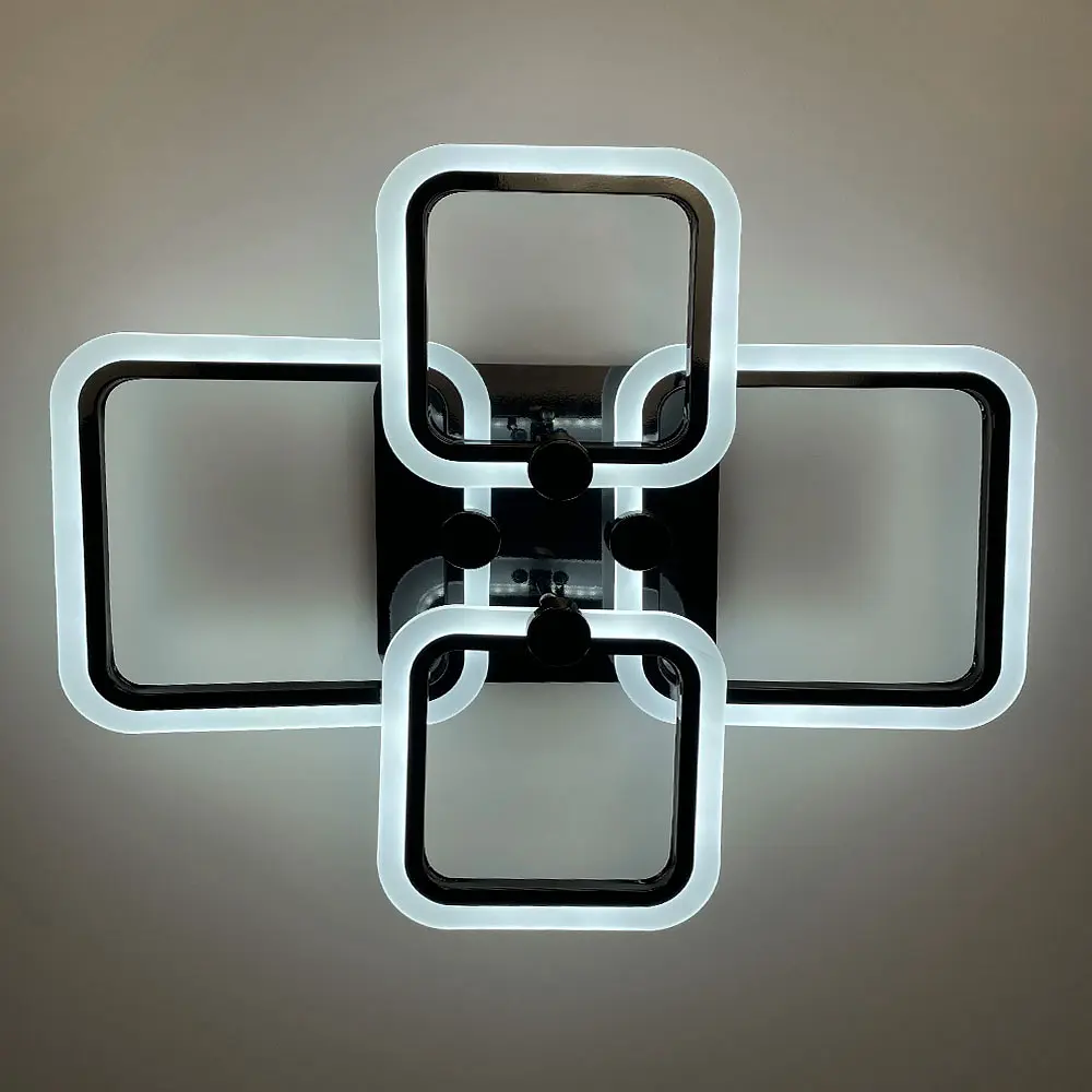 Черная LED люстра на 2+2 рожка квадратной формы | Ст. A 2503/2+2 BK | Line F - фото 5